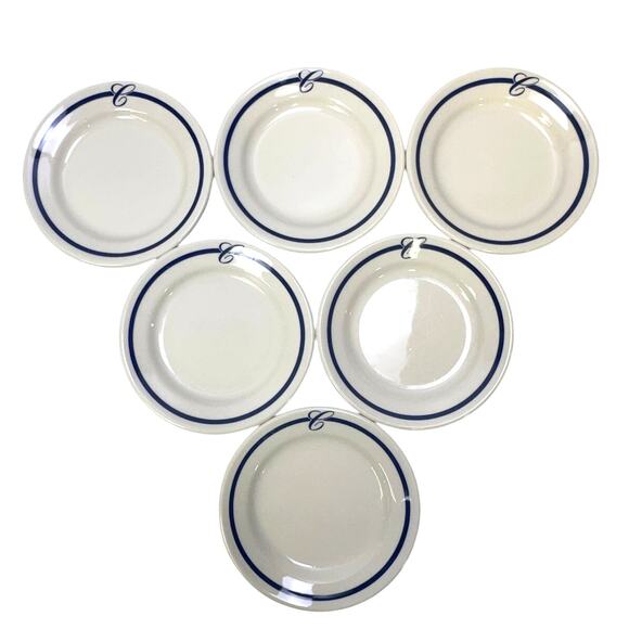 Homer Laughlin USA Vintage 6.25" Bread & Butter Plate 'C' Monogram-Set of 6 - Picture 2 of 5